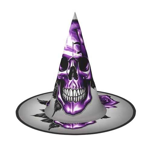 Yyoretp Lila Rose und Totenkopf Druck Halloween Kostüm Hexenhut Erwachsene Karneval Cosplay Party Kostüm Zubehör Yyoretp Lila Rose und Totenkopf Druck Halloween Kostüm Hexenhut Erwachsene Karneval Cosplay Party Kostüm Zubehör von Yyoretp