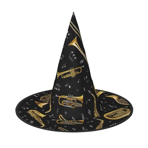 Yyoretp Musikinstrumente Druck Halloween Kostüm Hexenhut Erwachsene Karneval Cosplay Party Kostüm Zubehör von Yyoretp