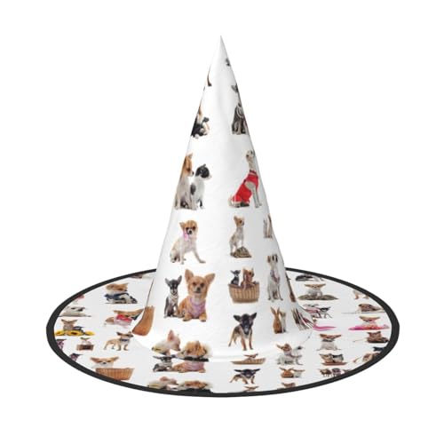 Yyoretp Niedlicher Chihuahua Mops Muster Druck Halloween Kostüm Hexenhut Erwachsene Karneval Cosplay Party Kostüm Zubehör Yyoretp Niedlicher Chihuahua Mops Muster Druck Halloween Kostüm Hexenhut Erwachsene Karneval Cosplay Party Kostüm Zubehör von Yyoretp