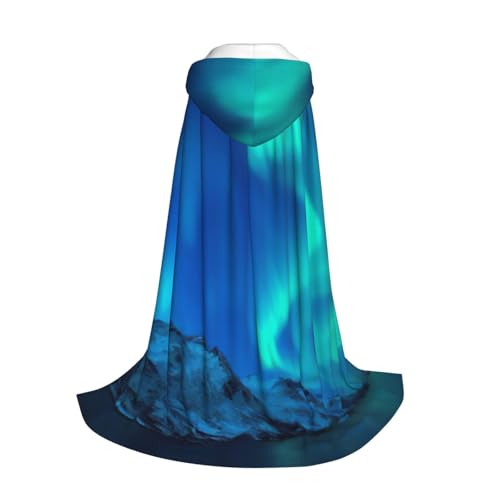 Yyoretp Northern Lights Print Hooded Cloak For Youngsters with Halloween Christmas Cosplay Hooded Cape Costume von Yyoretp
