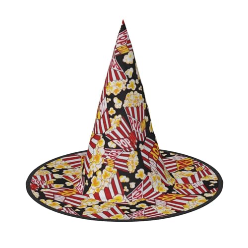Yyoretp Popcorn-Druck Druck Halloween Kostüm Hexenhut Erwachsene Karneval Cosplay Party Kostüm Zubehör Yyoretp Popcorn-Druck Druck Halloween Kostüm Hexenhut Erwachsene Karneval Cosplay Party Kostüm Zubehör von Yyoretp