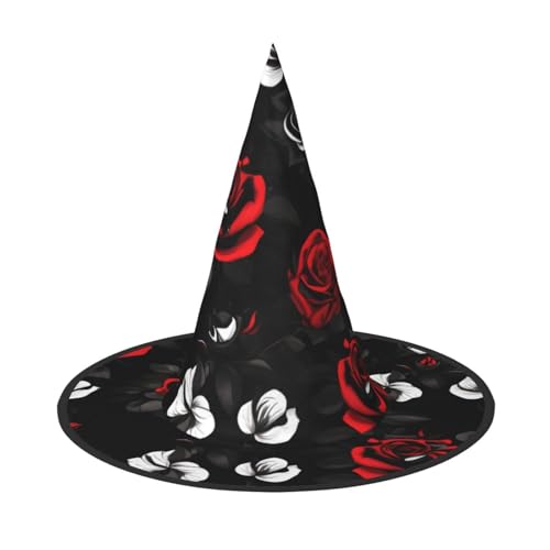 Yyoretp Schwarz-weiße und rote Rosen Druck Halloween Kostüm Hexenhut Erwachsene Karneval Cosplay Party Kostüm Zubehör Yyoretp Schwarz-weiße und rote Rosen Druck Halloween Kostüm Hexenhut Erwachsene Karneval Cosplay Party Kostüm Zubehör von Yyoretp