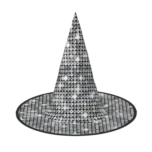 Yyoretp Silberne Pailletten Funkelnmuster Druck Halloween Kostüm Hexenhut Erwachsene Karneval Cosplay Party Kostüm Zubehör Yyoretp Silberne Pailletten Funkelnmuster Druck Halloween Kostüm Hexenhut Erwachsene Karneval Cosplay Party Kostüm Zubehör von Yyoretp