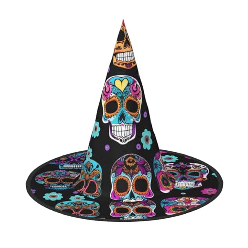 Yyoretp Sugar Skull Print Halloween Kostüm Hexenhut Erwachsene Karneval Cosplay Party Kostüm Zubehör Yyoretp Sugar Skull Print Halloween Kostüm Hexenhut Erwachsene Karneval Cosplay Party Kostüm Zubehör von Yyoretp