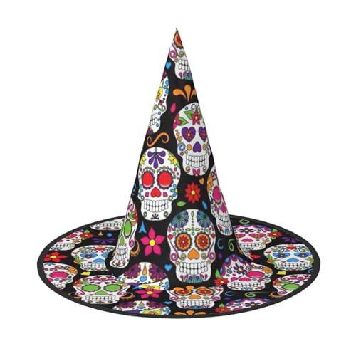 Yyoretp Sugar Skulls Print Halloween Kostüm Hexenhut Erwachsene Karneval Cosplay Party Kostüm Zubehör von Yyoretp