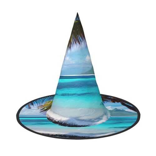 Yyoretp Tahiti Beach Print Halloween Kostüm Hexenhut Erwachsene Karneval Cosplay Party Kostüm Zubehör von Yyoretp