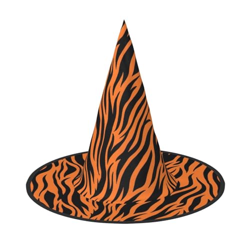 Yyoretp Tiger Streifen Orange Muster Druck Halloween Kostüm Hexenhut Erwachsene Karneval Cosplay Party Kostüm Zubehör Yyoretp Tiger Streifen Orange Muster Druck Halloween Kostüm Hexenhut Erwachsene Karneval Cosplay Party Kostüm Zubehör von Yyoretp