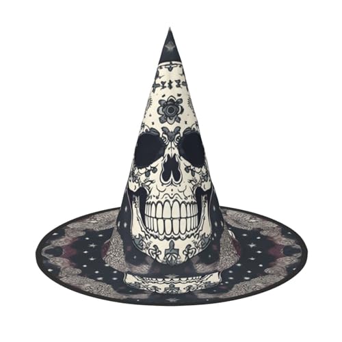 Yyoretp Totenkopf Yoga und Blumendruck Halloween Kostüm Hexenhut Erwachsene Karneval Cosplay Party Kostüm Zubehör von Yyoretp