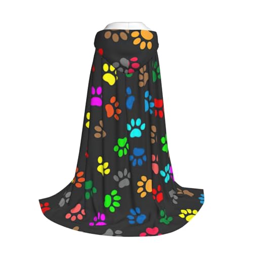 Yyoretp Umhang mit Kapuze für Kinder mit buntem Hundepfotenabdruck, schwarzer Aufdruck, für Halloween, Weihnachten, Cosplay, Kapuzenumhang Yyoretp Umhang mit Kapuze für Kinder mit buntem Hundepfotenabdruck, schwarzer Aufdruck, für Halloween, Weihnachten, Cosplay, Kapuzenumhang von Yyoretp
