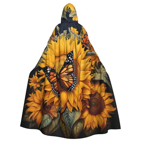 Yyoretp Uni-Bademantel für Erwachsene, Sonnenblumen-Schmetterlings-Druck, Kapuzenumhang für Halloween, Tod, Vampir, Cosplay-Kostüme Yyoretp Uni-Bademantel für Erwachsene, Sonnenblumen-Schmetterlings-Druck, Kapuzenumhang für Halloween, Tod, Vampir, Cosplay-Kostüme von Yyoretp