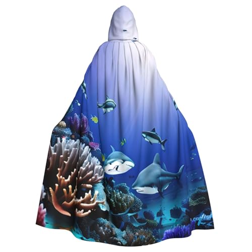 Yyoretp Unisex Bademäntel, Umhang für Erwachsene, Hai, schwimmend unter dem Meer, Kapuzenumhang für Halloween, Tod, Vampir, Cosplay-Kostüme Yyoretp Unisex Bademäntel, Umhang für Erwachsene, Hai, schwimmend unter dem Meer, Kapuzenumhang für Halloween, Tod, Vampir, Cosplay-Kostüme von Yyoretp