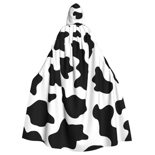 Yyoretp Unisex Bademäntel, Umhang für Erwachsene, schwarz-weiß, Kuhdruck, Kapuzenumhang für Halloween, Tod, Vampir, Cosplay-Kostüme von Yyoretp