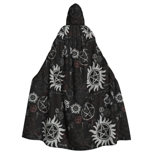 Yyoretp Unisex Bademäntel, Umhang mit übernatürlichen Symbolen, schwarzer Druck, Kapuzenumhang für Halloween, Tod, Vampir, Cosplay-Kostüme Yyoretp Unisex Bademäntel, Umhang mit übernatürlichen Symbolen, schwarzer Druck, Kapuzenumhang für Halloween, Tod, Vampir, Cosplay-Kostüme von Yyoretp