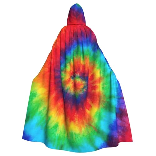 Yyoretp Unisex-Bademantel, Umhang für Erwachsene, Batikfärbung, Hippie-Druck, Kapuzenumhang für Halloween, Tod, Vampir, Cosplay-Kostüme von Yyoretp