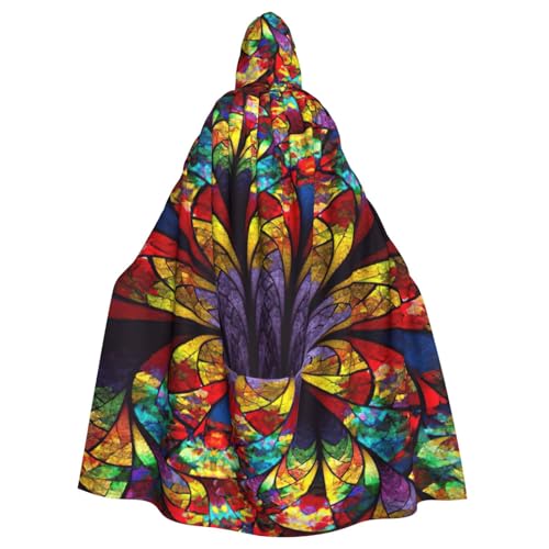Yyoretp Unisex-Bademantel, Umhang für Erwachsene, Blume, Buntglas-Druck, Kapuzenumhang für Halloween, Tod, Vampir, Cosplay-Kostüme von Yyoretp