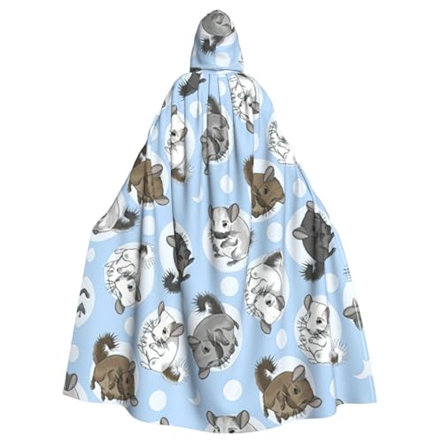 Yyoretp Unisex-Bademantel, Umhang für Erwachsene, Chinchillas und Mond-Druck, Kapuzenumhang für Halloween, Tod, Vampir, Cosplay-Kostüme von Yyoretp