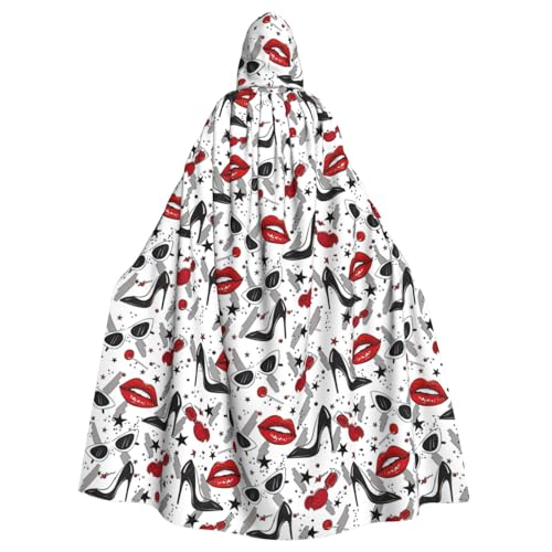 Yyoretp Unisex-Bademantel, Umhang für Erwachsene, Lippen, High Heels, bedruckt, Kapuzenumhang für Halloween, Tod, Vampir, Cosplay-Kostüme Yyoretp Unisex-Bademantel, Umhang für Erwachsene, Lippen, High Heels, bedruckt, Kapuzenumhang für Halloween, Tod, Vampir, Cosplay-Kostüme von Yyoretp