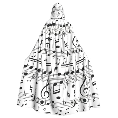 Yyoretp Unisex-Bademantel, Umhang für Erwachsene, Musiknoten-Druck, Kapuzenumhang für Halloween, Tod, Vampir, Cosplay-Kostüme von Yyoretp