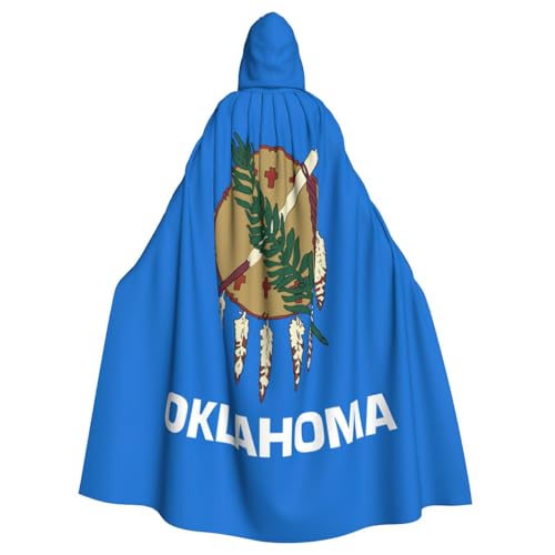 Yyoretp Unisex-Bademantel, Umhang für Erwachsene, Oklahoma, Staatsflagge, Druck, Kapuzenumhang für Halloween, Tod, Vampir, Cosplay-Kostüme von Yyoretp