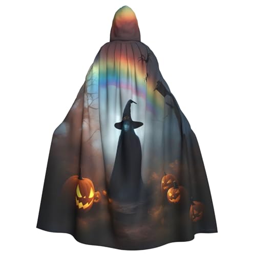 Yyoretp Unisex-Bademantel, Umhang für Erwachsene, Regenbogen, Halloween-Geist, Hexenhut, Spinnen-Druck, Kapuzenumhang für Halloween, Tod, Vampir, Cosplay-Kostüme von Yyoretp