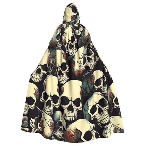 Yyoretp Unisex-Bademantel, Umhang für Erwachsene, Totenkopf-Skelett-Druck, Kapuzenumhang für Halloween, Tod, Vampir, Cosplay-Kostüme von Yyoretp