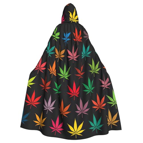 Yyoretp Unisex-Bademantel, Umhang für Erwachsene, bunt, Cannabisblätter, Kapuzenumhang für Halloween, Tod, Vampir, Cosplay-Kostüme von Yyoretp