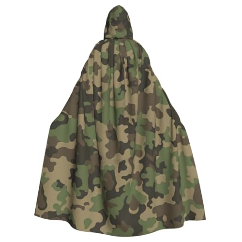 Yyoretp Unisex-Bademantel, Umhang für Erwachsene, grüner Camouflage-Druck, Kapuzenumhang für Halloween, Tod, Vampir, Cosplay-Kostüme von Yyoretp