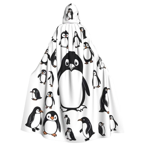 Yyoretp Unisex-Bademantel, Umhang für Erwachsene, niedlicher Pinguin-Druck, Kapuzenumhang für Halloween, Tod, Vampir, Cosplay-Kostüme von Yyoretp