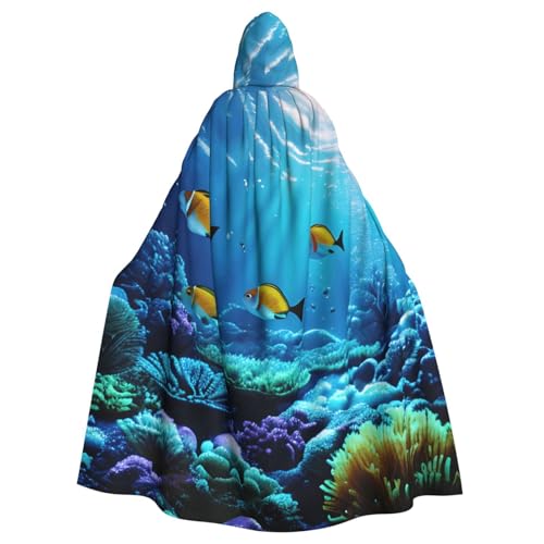 Yyoretp Unisex-Bademantel, Umhang für Erwachsene, ruhig, Unterwasserlandschaft, Druck, Kapuzenumhang für Halloween, Tod, Vampir, Cosplay-Kostüme von Yyoretp