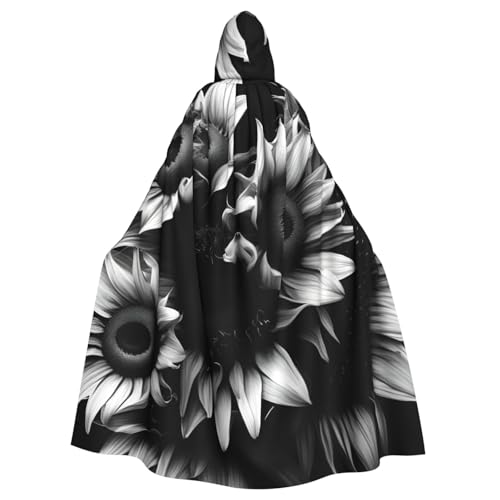 Yyoretp Unisex-Bademantel, Umhang für Erwachsene, schwarz-weiße Sonnenblumen-Druck, Kapuzenumhang für Halloween, Tod, Vampir, Cosplay-Kostüme Yyoretp Unisex-Bademantel, Umhang für Erwachsene, schwarz-weiße Sonnenblumen-Druck, Kapuzenumhang für Halloween, Tod, Vampir, Cosplay-Kostüme von Yyoretp