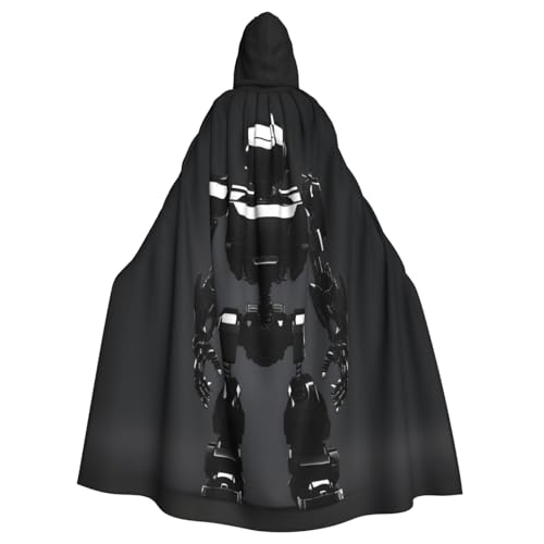 Yyoretp Unisex-Bademantel, Umhang für Erwachsene, schwarzer Roboterdruck, Kapuzenumhang für Halloween, Tod, Vampir, Cosplay-Kostüme von Yyoretp