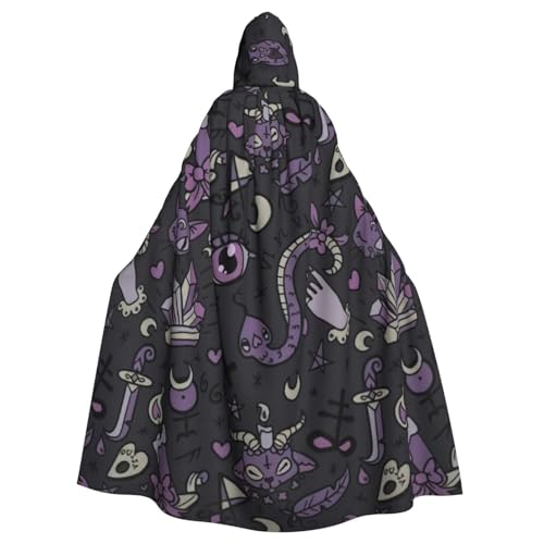 Yyoretp Unisex-Bademantel, Umhang für Erwachsene, violett, schwarz, Gothic, gruseliger Druck, Kapuzenumhang für Halloween, Tod, Vampir, Cosplay-Kostüme Yyoretp Unisex-Bademantel, Umhang für Erwachsene, violett, schwarz, Gothic, gruseliger Druck, Kapuzenumhang für Halloween, Tod, Vampir, Cosplay-Kostüme von Yyoretp