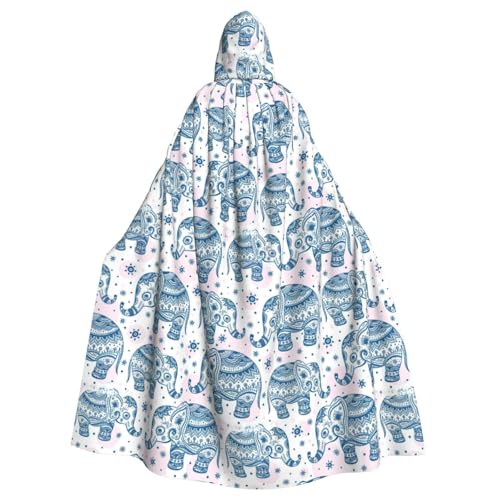 Yyoretp Unisex-Bademantel für Erwachsene, Boho-Elefanten-Druck, Kapuzenumhang für Halloween, Tod, Vampir, Cosplay-Kostüme von Yyoretp
