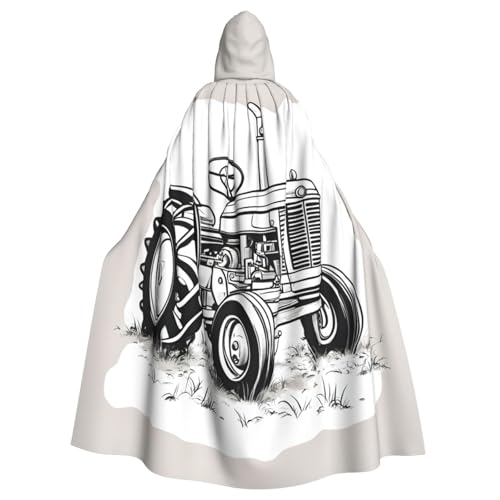 Yyoretp Unisex-Bademantel für Erwachsene, Cartoon-Traktor-Druck, Kapuzenumhang für Halloween, Tod, Vampir, Cosplay-Kostüme von Yyoretp
