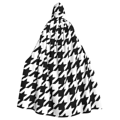 Yyoretp Unisex-Bademantel für Erwachsene, Hahnentrittmuster, schwarzer Druck, Kapuzenumhang für Halloween, Tod, Vampir, Cosplay-Kostüme Yyoretp Unisex-Bademantel für Erwachsene, Hahnentrittmuster, schwarzer Druck, Kapuzenumhang für Halloween, Tod, Vampir, Cosplay-Kostüme von Yyoretp