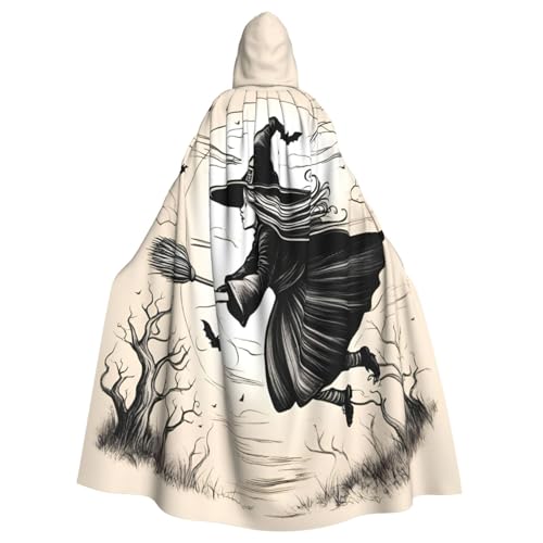 Yyoretp Unisex-Bademantel für Erwachsene, Halloween, Hexe, fliegender Druck, Kapuzenumhang für Halloween, Tod, Vampir, Cosplay-Kostüme von Yyoretp