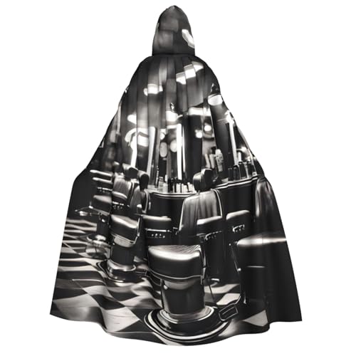 Yyoretp Unisex Barber Shop Monochrom Stil Druck Erwachsene Kapuzenumhang Robe Umhang Umhang für Halloween Cosplay Tod Vampir Kostüme von Yyoretp