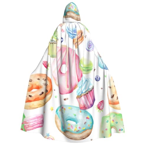 Yyoretp Unisex Cupcakes Donuts Muffins Zuckerdruck Erwachsene Kapuzenumhang Robe Umhang Umhang für Halloween Cosplay Tod Vampir Kostüme von Yyoretp