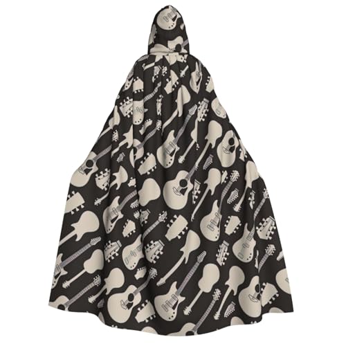 Yyoretp Unisex-Gitarrenmuster-Druck, Erwachsenen-Kapuzenumhang, Umhang für Halloween, Cosplay, Tod, Vampir-Kostüme von Yyoretp