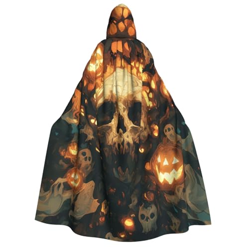 Yyoretp Unisex Halloween Totenkopf Druck Erwachsene Kapuzenumhang Robe Umhang Umhang für Halloween Cosplay Tod Vampir Kostüme von Yyoretp