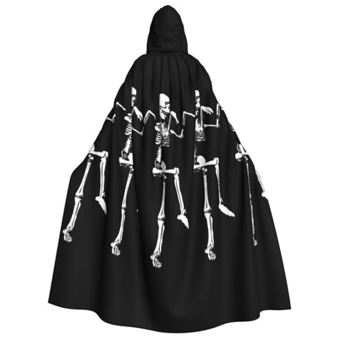 Yyoretp Unisex Halloween beweglicher Skelett-Schädel-Druck Erwachsene Kapuzenumhang Robe Umhang für Halloween Cosplay Tod Vampir Kostüme von Yyoretp