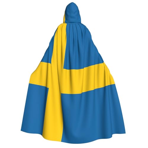 Yyoretp Unisex-Kapuzenmantel mit schwedischer Flagge, für Halloween, Cosplay, Tod, Vampir-Kostüme von Yyoretp