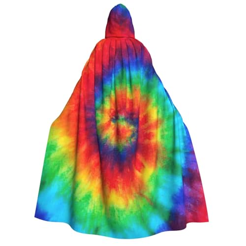 Yyoretp Unisex Kapuzenumhang mit Batikfärbung, Hippie-Druck, für Erwachsene, für Halloween, Cosplay, Tod, Vampir-Kostüme von Yyoretp