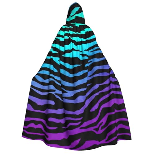 Yyoretp Unisex-Kapuzenumhang mit Kapuze, Camouflage, Zebrastreifen, für Halloween, Cosplay, Tod, Vampir-Kostüme, Violett / Blau / Grün von Yyoretp
