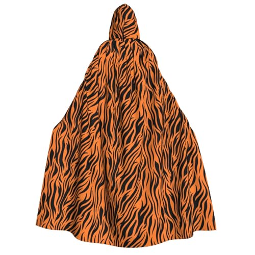 Yyoretp Unisex Kapuzenumhang mit Tigerstreifen, orangefarbenem Muster, für Erwachsene, für Halloween, Cosplay, Tod, Vampir-Kostüme von Yyoretp