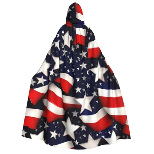 Yyoretp Unisex Kapuzenumhang mit amerikanischer Flagge, Sterne, Streifen, für Erwachsene, für Halloween, Cosplay, Tod, Vampir-Kostüme von Yyoretp