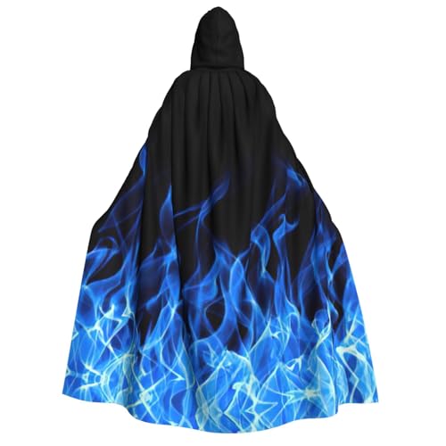 Yyoretp Unisex Kapuzenumhang mit blauer Flamme für Erwachsene, für Halloween, Cosplay, Tod, Vampir-Kostüme von Yyoretp
