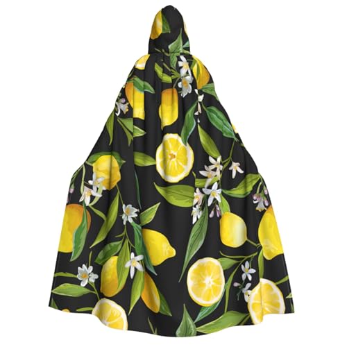 Yyoretp Unisex Kapuzenumhang mit gelbem Zitronenmuster für Erwachsene, für Halloween, Cosplay, Tod, Vampir-Kostüme von Yyoretp