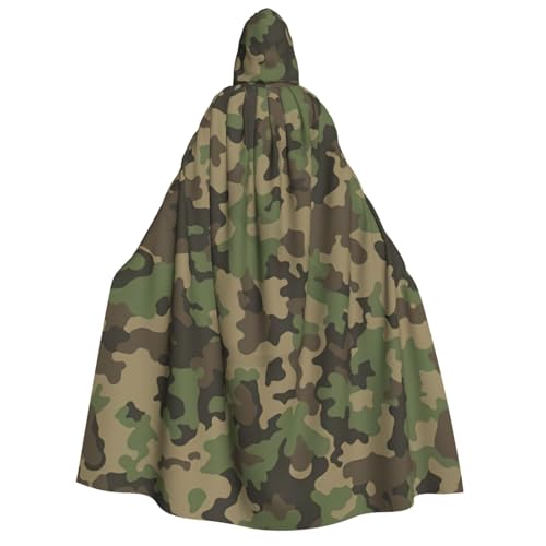 Yyoretp Unisex Kapuzenumhang mit grünem Camouflage-Aufdruck, für Halloween, Cosplay, Tod, Vampir-Kostüme von Yyoretp