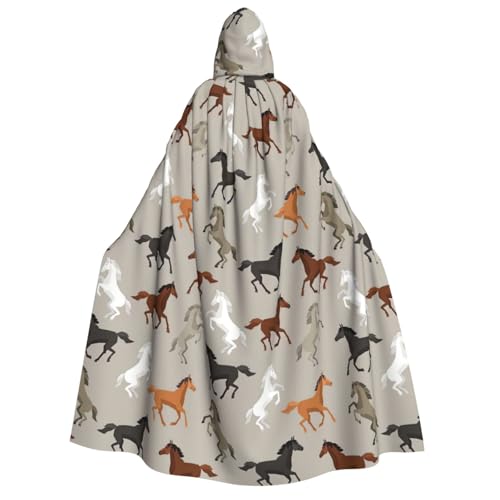 Yyoretp Unisex Kapuzenumhang mit niedlichem Pferdeaufdruck, für Halloween, Cosplay, Tod, Vampir-Kostüme von Yyoretp
